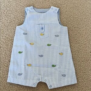 Little Me Striped Baby Romper with Whale Print